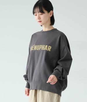 ”NENUPHAR”プリント　裏毛プルオーバー(チャコール-F)