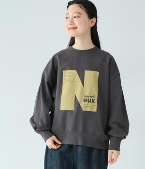 Nプリント　裏毛プルオーバー(チャコール-F)