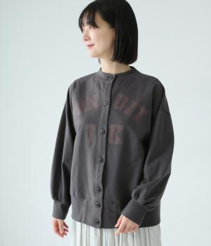 MINUITプリント　裏毛カーディガン(チャコール-F)