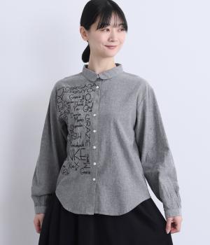 シャリシャリオックス　刺繍シャツ(ネイビー-F)