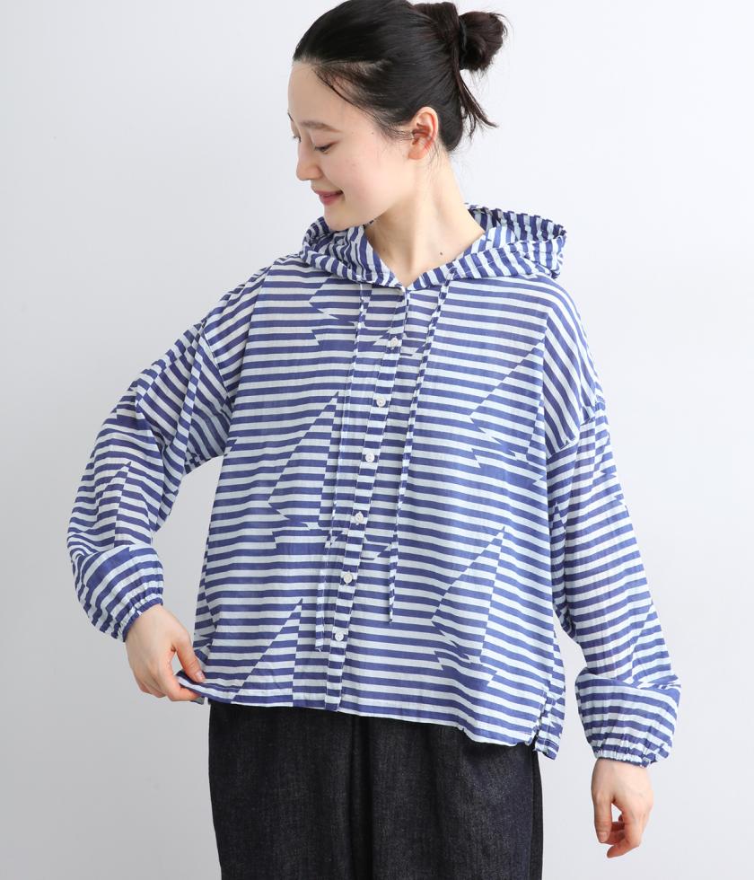 80Sボイル　ヨットストライププリントフードシャツ