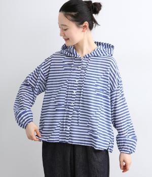 80Sボイル　ヨットストライププリントフードシャツ