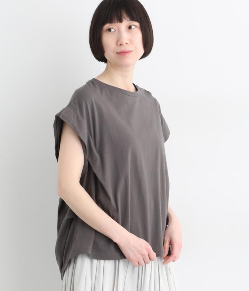 コットン良質天竺　変形フレンチスリーブプルオーバー