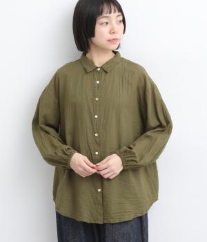 コットンドビーチェック　ビッグシャツ(カーキ-F)