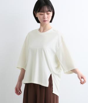 スムース天竺　立体6分袖Tee(ホワイト-F)