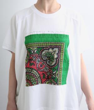 コットン天竺　バンダナロゴ刺繍Tee(ホワイト-F)