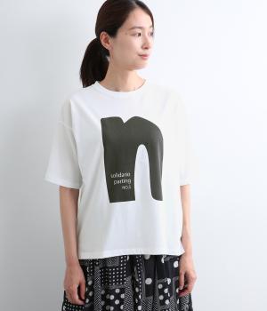 コットン天竺　nプリントボックスTee(ホワイト-F)