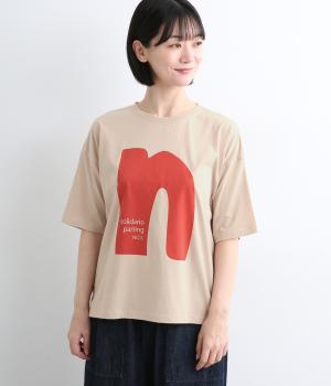 コットン天竺　nプリントボックスTee(ベージュ-F)