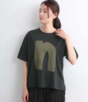 コットン天竺　nプリントボックスTee(ブラック-F)