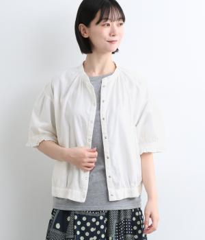 シャリシャリオックス　フリル半袖カーディガン(ホワイト-F)