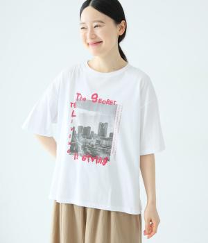 良質天竺 風景プリントTシャツ(ホワイト-F)