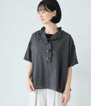 ドビー刺繍フリルプルオーバー(チャコール-F)