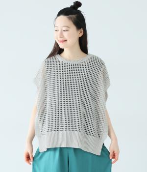 ニット和紙ラメ入りベスト(グレー-F)