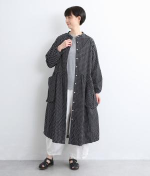 50Sコットンツイル　プリントコートワンピース(ドット-F)