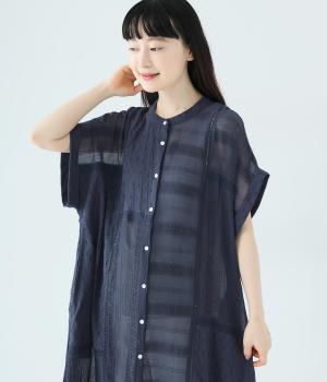 コットンドビー　パッチワークワンピース(ネイビー-F)