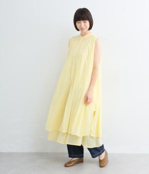 コットンボイル2枚重ねワンピース(イエロー-F)