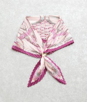 プリーツスカーフ×リング付(パープル×ゴールド-F)