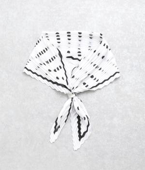 プリーツスカーフ×リング付2(ホワイト×シルバー-F)