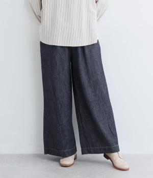 コットンデニムワイドパンツ（ネイビー・F）