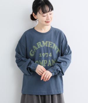 コットン天竺カフスカレッジプリントロンTee（ネイビー・F）