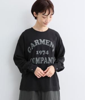 コットン天竺カフスカレッジプリントロンTee（ブラック・F）