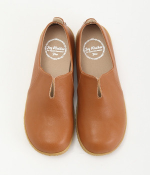 Vカットスリッポンシューズ(キャメル-230)