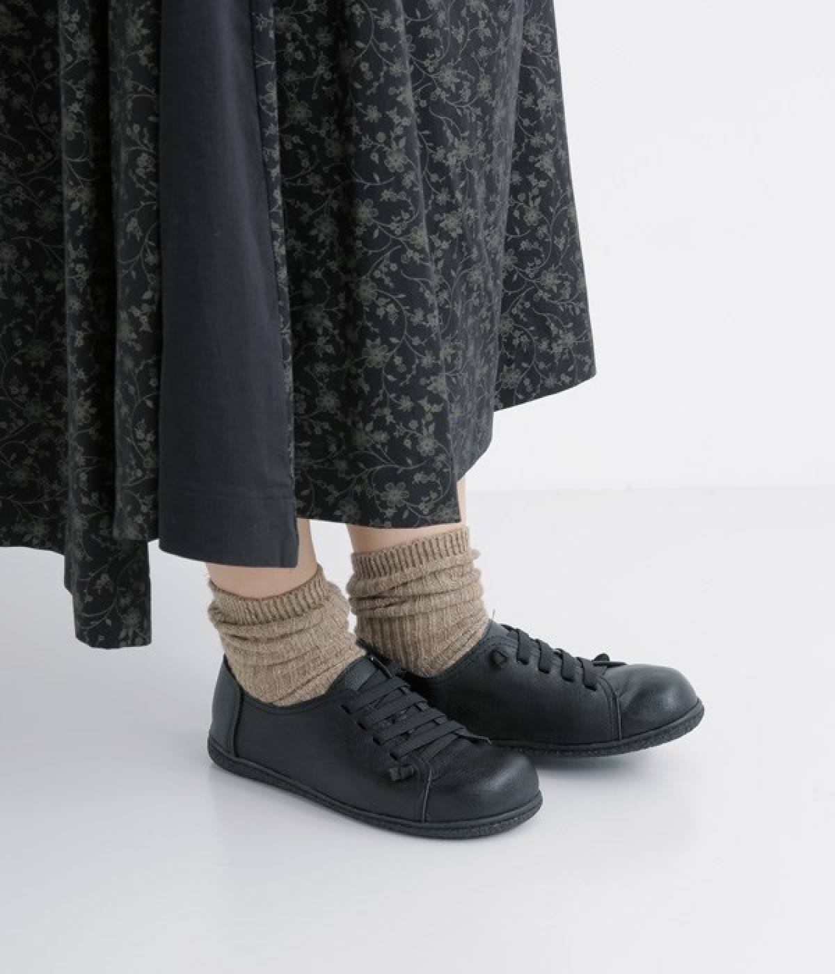 エラスティックレースアップシューズ(ブラック-230)