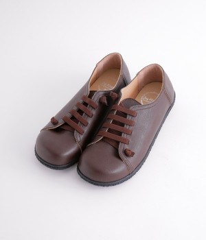 エラスティックレースアップシューズ(ブラウン-230)