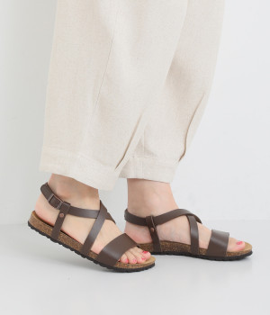 クロスストラップサンダル(ブラウン-35)