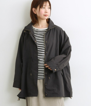 撥水ナイロンミドル丈コート(チャコール-ONESIZE)