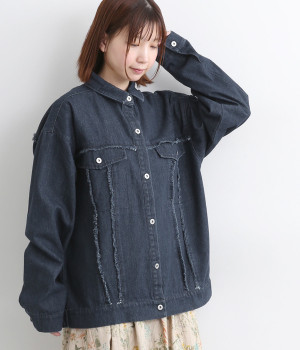 10OZデニムフリンジジャケット(ネイビーデニム-ONESIZE)