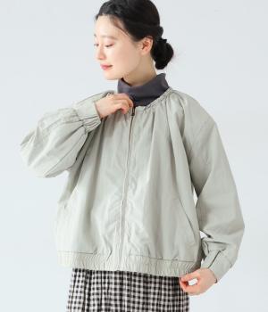 撥水ナイロンギャザーネックブルゾン(ミント-F)
