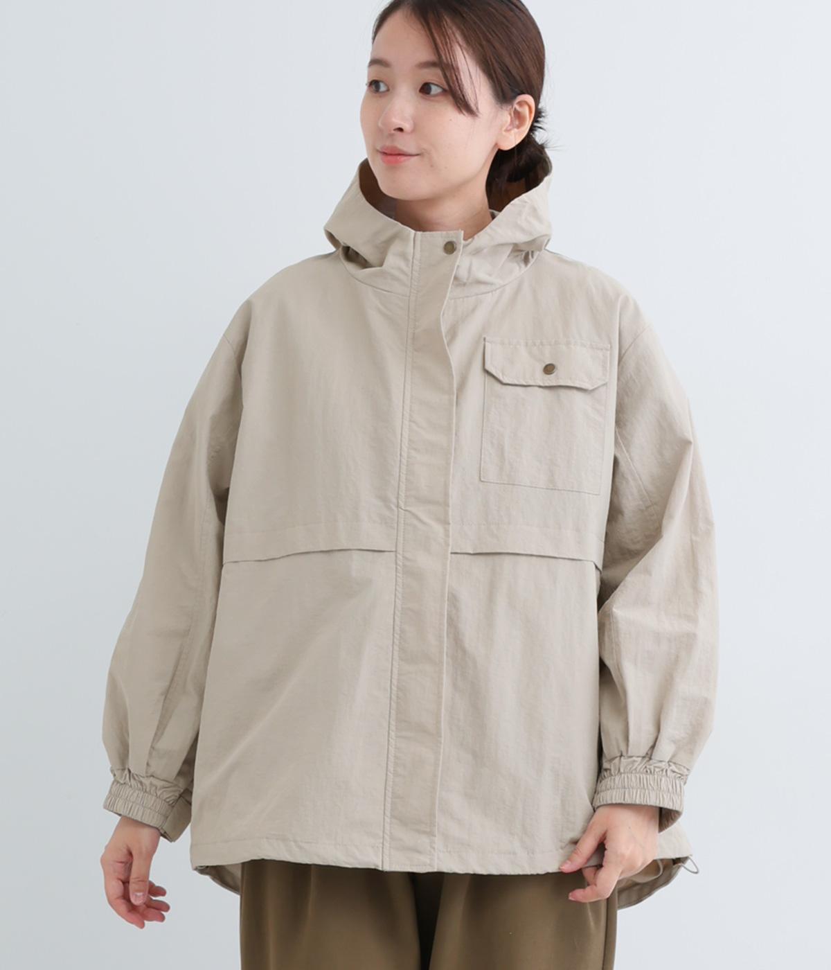 撥水ナイロンフードブルゾン(グレージュ-F)