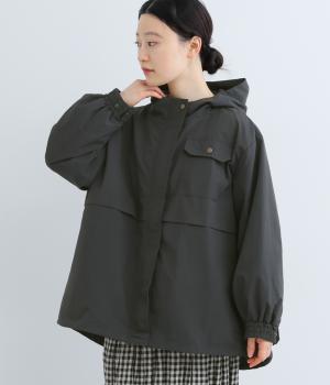 撥水ナイロンフードブルゾン(チャコール-F)