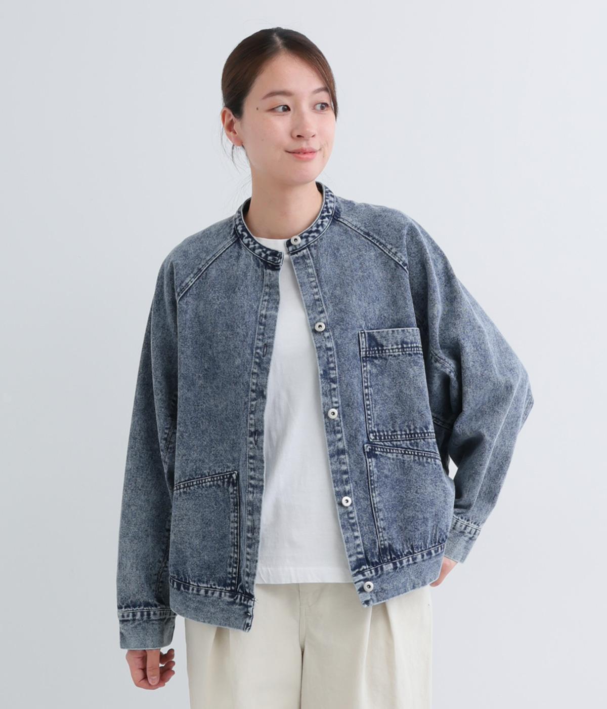 カラーデニムラグランブルゾン(ネイビー-F)