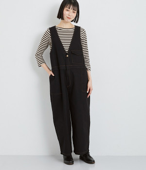 10OZデニムサロペット(ブラック-ONESIZE)