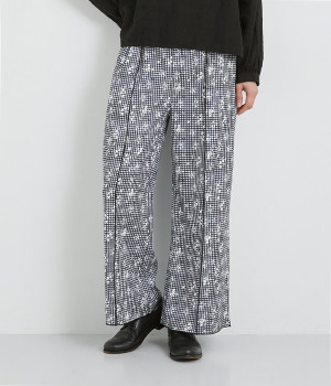 クレープデシンメロウパンツ(ブラックチェック-ONESIZE)