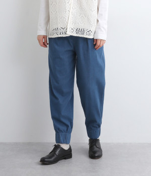 ヘリンボーンジャカードデニム風ジョグパンツ(ブルー-ONESIZE)