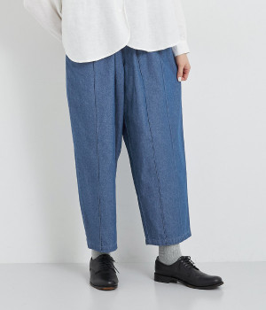 ツイルタックデザインパンツ(ブルーデニム-ONESIZE)