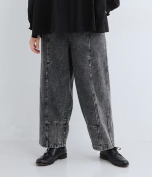 カラーデニムコクーンパンツ(ブラック-F)