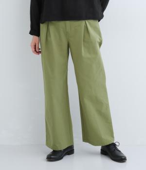 コットングログランバイオウォッシュ加工ワイドパンツ