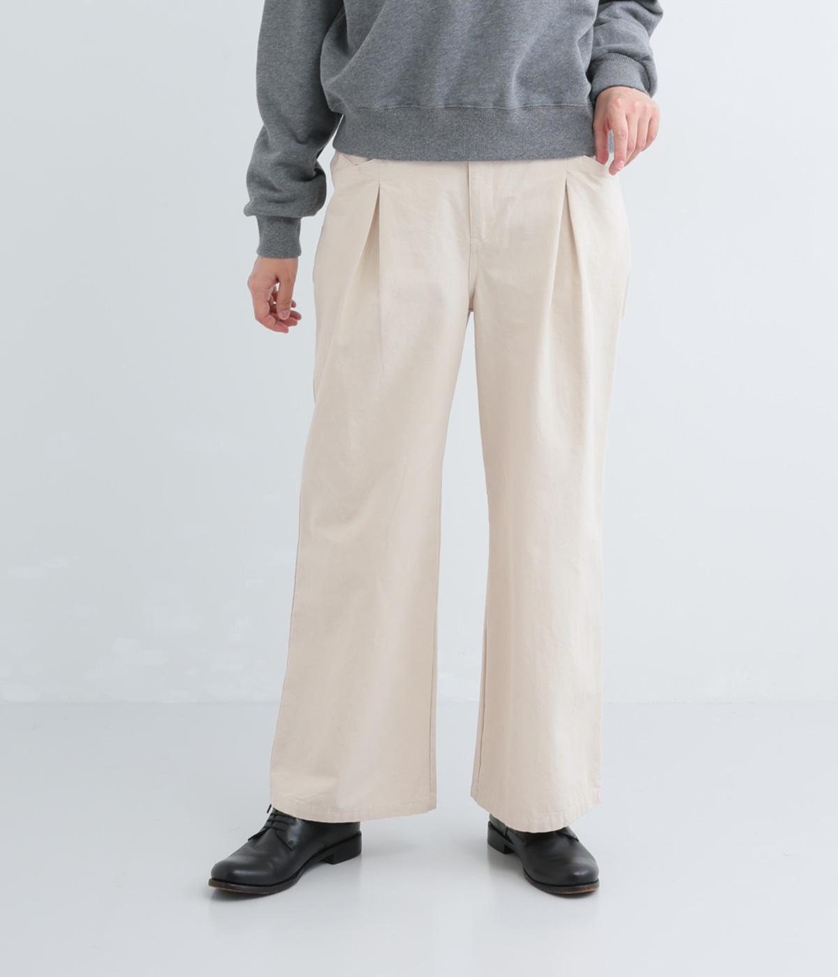 コットングログランバイオウォッシュ加工ワイドパンツ(キナリ-F)