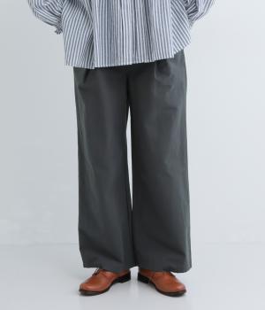 コットングログランバイオウォッシュ加工ワイドパンツ(チャコール-F)