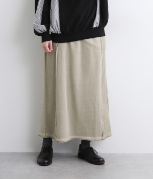 裏毛ピグメントバイオ加工ナロースカート(グレージュ-ONESIZE)