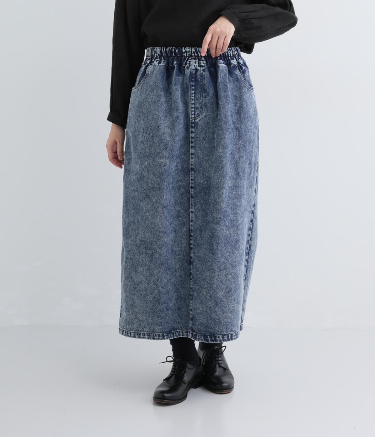 カラーデニムナロースカート(ネイビー-F)