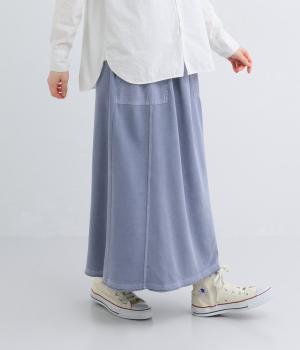 裏毛ピグメント加工ベイカーナロースカート(ライトブルー-F)