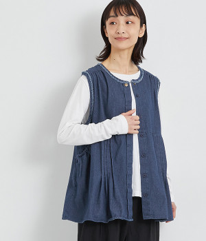 7OZデニムベスト(ネイビーデニム-ONESIZE)