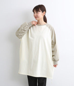 ストレッチナイロン天竺ラグランチュニック(ライトグレー-ONESIZE)