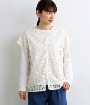 レースパッチワークベスト(キナリ-ONESIZE)