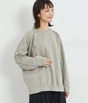 裏毛ピグメントバイオ加工切替プルオーバー(グレージュ-ONESIZE)